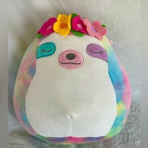Sloth Squishmallow 10” Gretchen Floral Flower Crown Tie Dye
